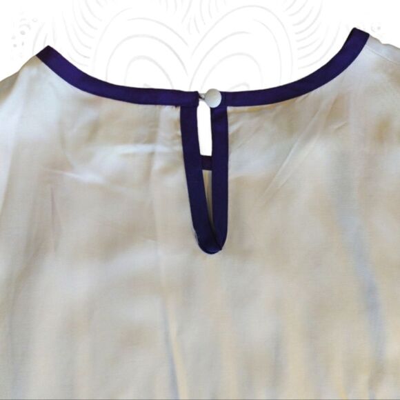 VTG 80s USA White Colorful Abstract Trim Rayon Blouse Plussize 2XL - Picture 7 of 13